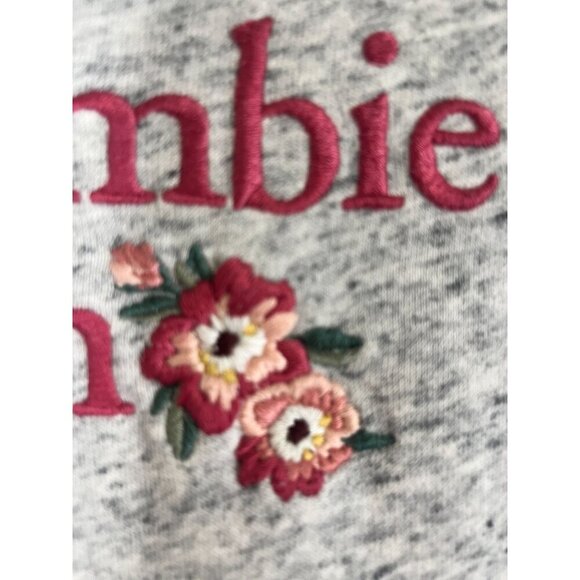Abercrombie Hoodie Floral Embroidery S Gray Preppy Active Sporty Y2K Classic 80s - Picture 6 of 12